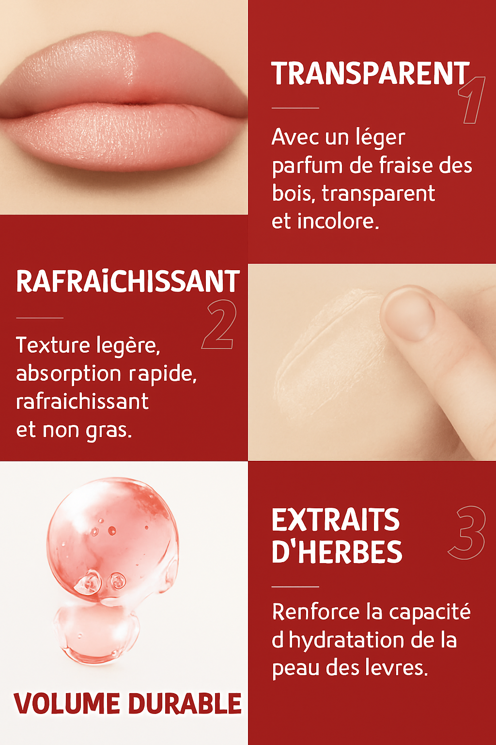 Huile repulpante pour les lèvres